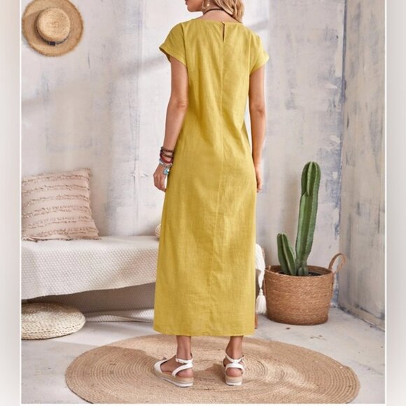 Cotton Maxi Dress Yellow - Picture 2 of 5